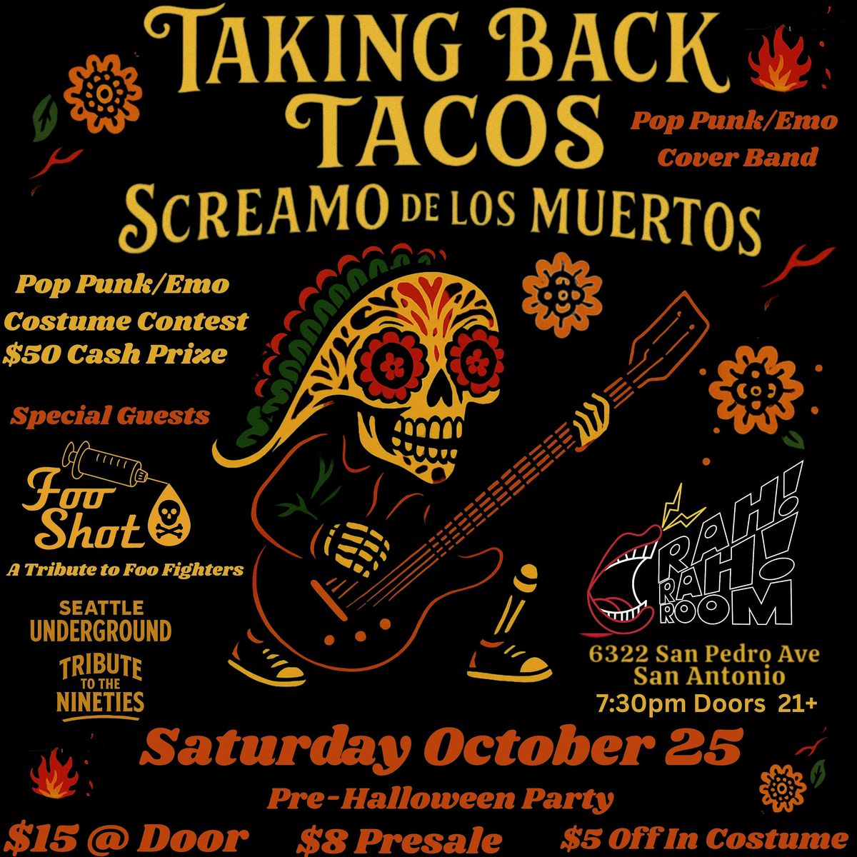 Taking Back Tacos, Foo Shot & Seattle Underground — Live at Rah! Rah! Room, 25 October | Event in San Antonio