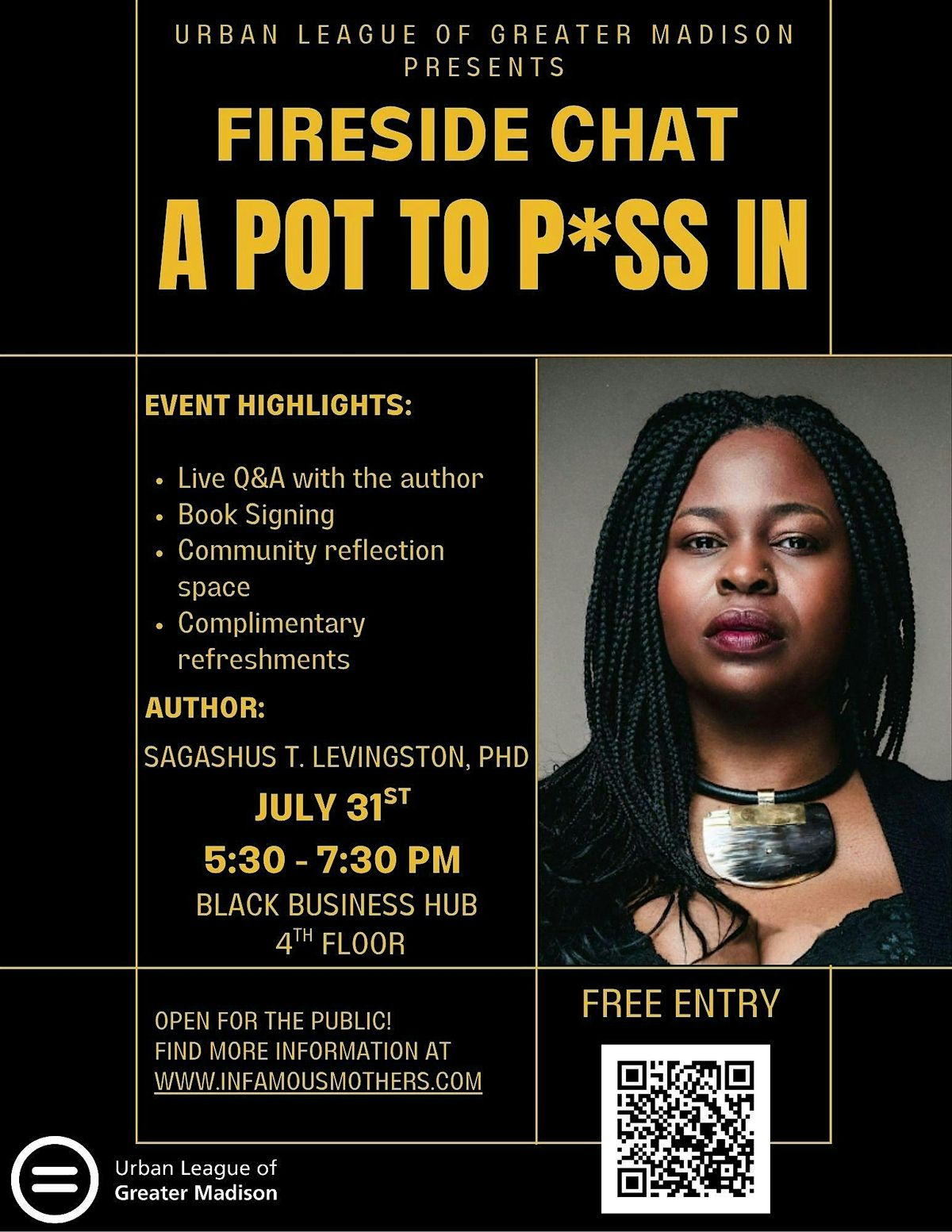 A Pot to Pss In: A Fireside Chat on Legacy, Wealth & Reclaiming Our Stories, 31 July | Event in Madison