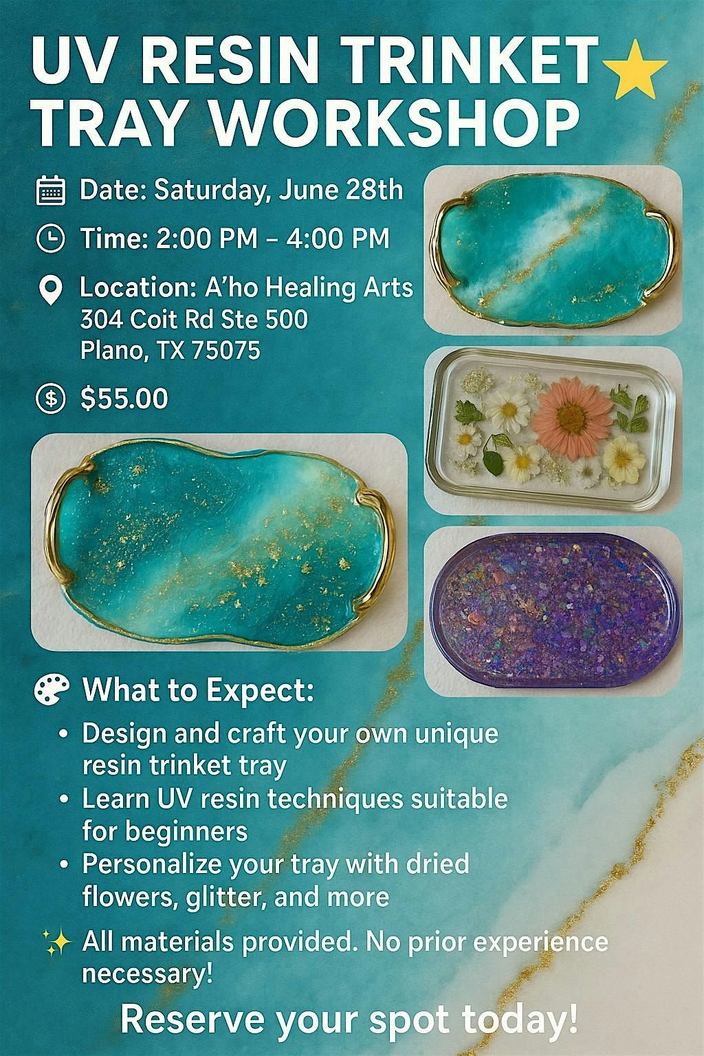 UV Resin Trinket Tray Workshop, 28 June | Event in Plano | AllEvents