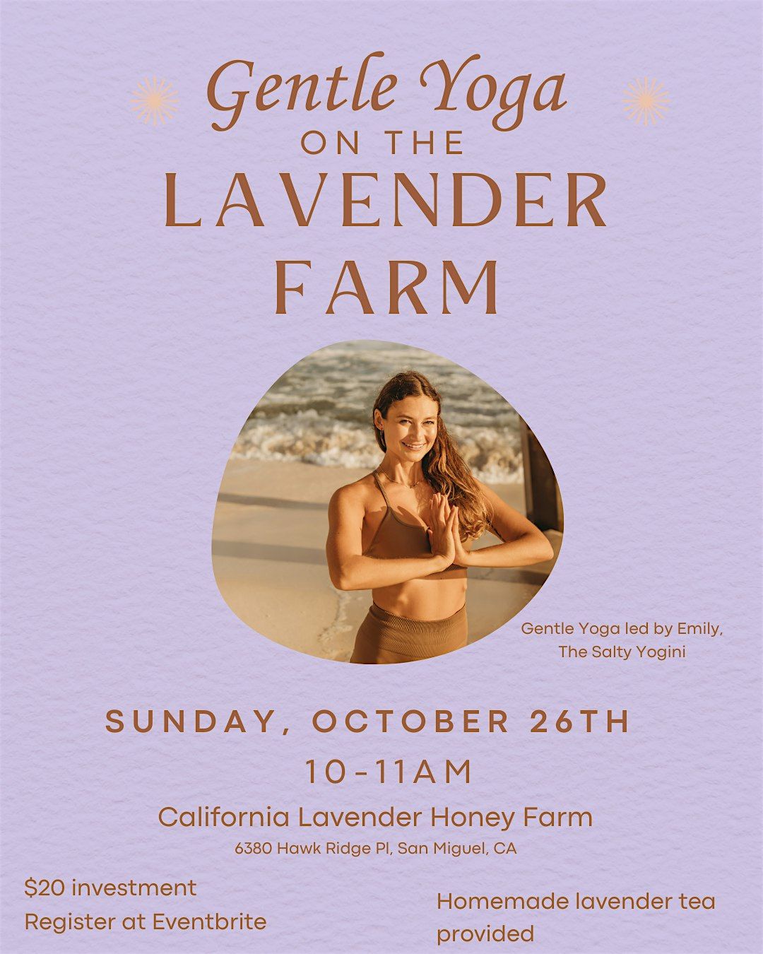 Gentle Yoga on the Lavender Farm, 26 October | Event in San Miguel | AllEvents