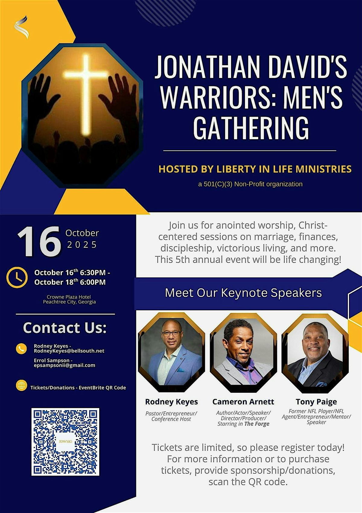 Jonathan David's Warriors 5TH Annual Men's Gathering, 16 October | Event in Peachtree City | AllEvents