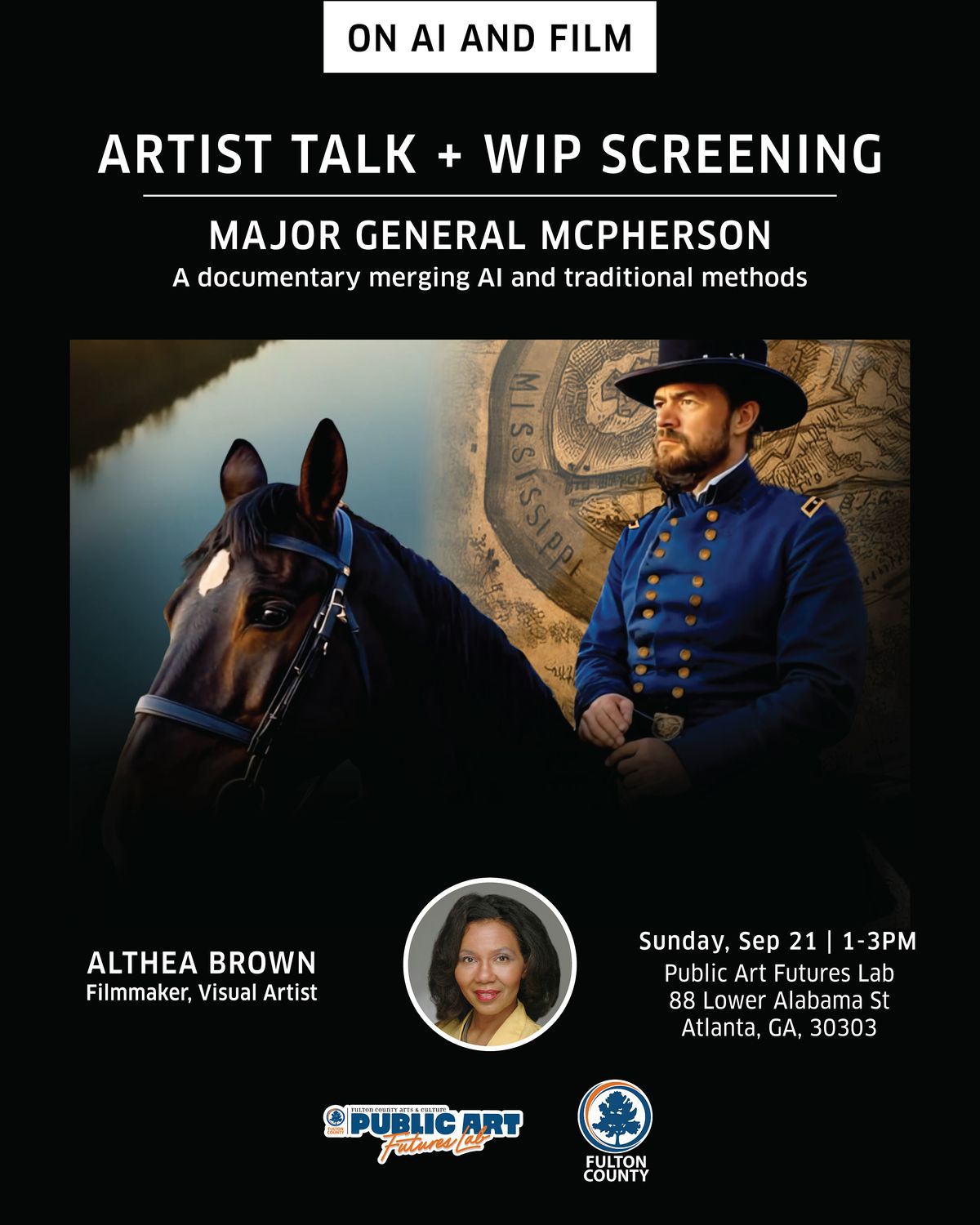 On AI & Film | Artist Talk & WIP Screening of McPherson: Major General, 21 September | Event in Atlanta