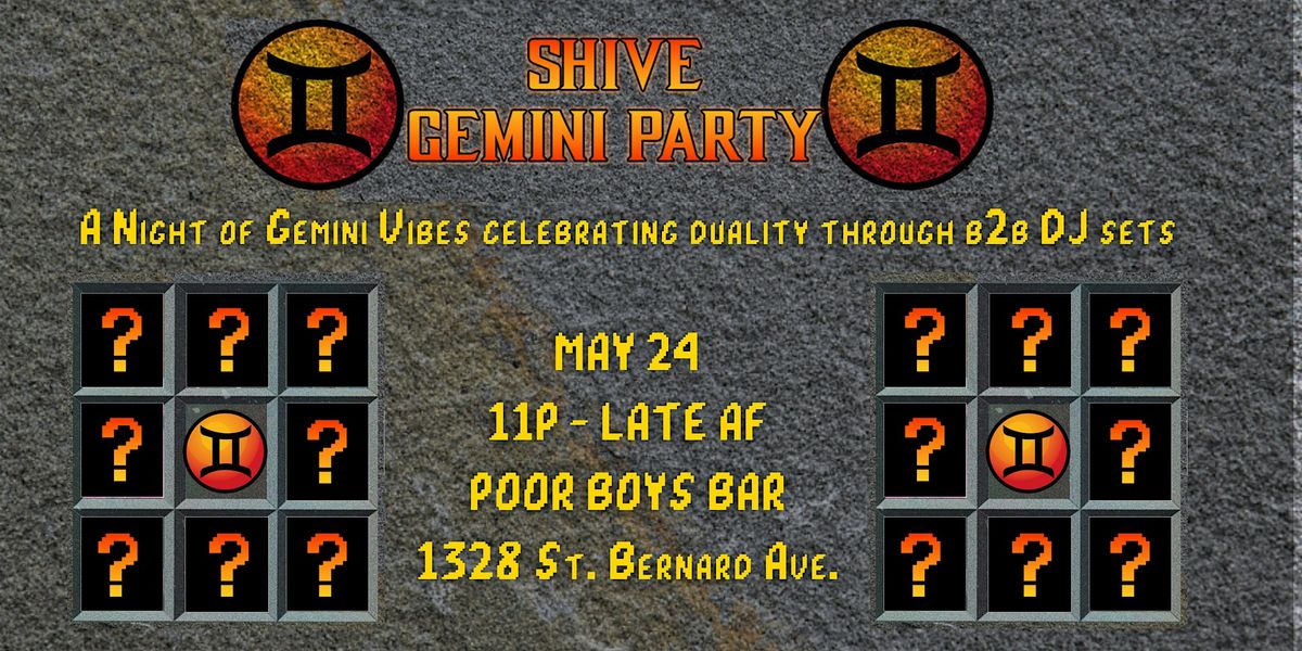 Shive Gemini Party Rd 2: CHOOSE YOUR FIGHTER, 24 May | Event in New Orleans | AllEvents