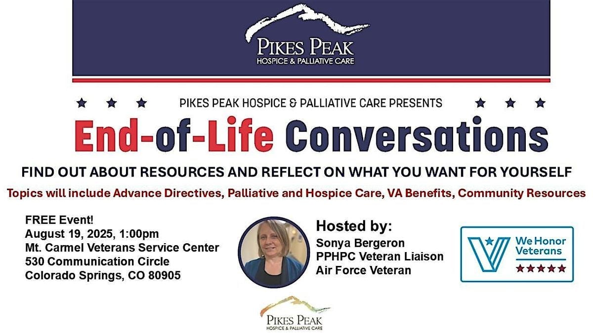 Pikes Peak Hospice hosts End of Life Conversations at Mt Carmel, 19 August | Event in Colorado Springs | AllEvents