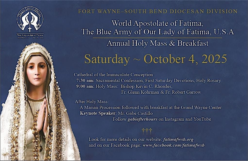 Annual Holy Mass & Breakfast, 4 October | Event in Fort Wayne | AllEvents