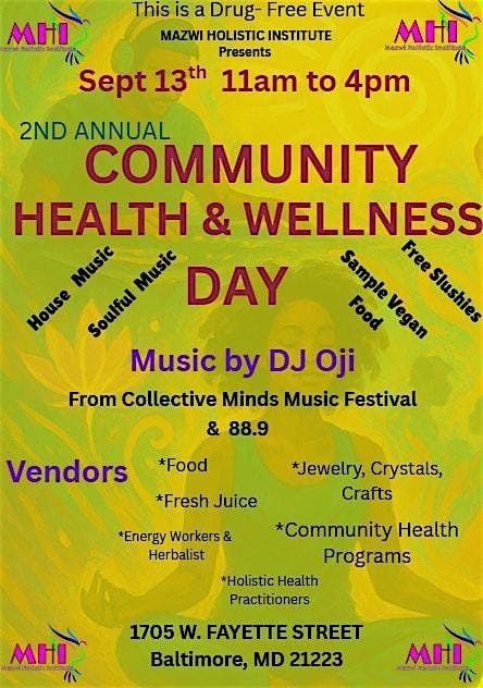 MHI's  2nd Annual Community Health and Wellness Day, 13 September | Event in Baltimore | AllEvents
