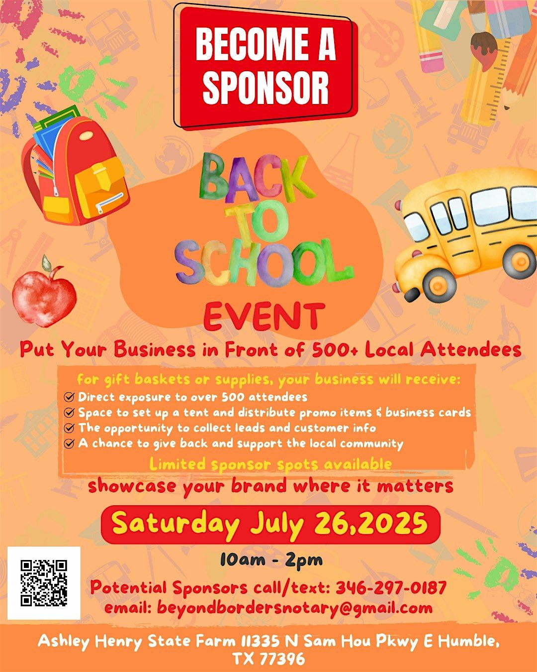 Sponsors - Back To School Event, 30 August | Event in Humble | AllEvents