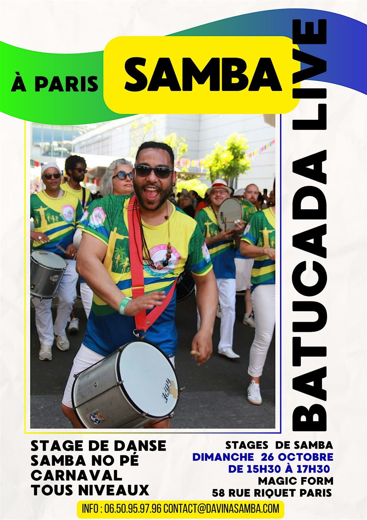 Stage de Samba danse brésilienne avec Batucada Percussions Live à Paris, 26 October | Event in Paris | AllEvents