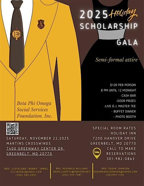 Beta Phi Omega Social Services Foundation Inc. Holiday Scholarship Gala, 22 November | Event in Greenbelt