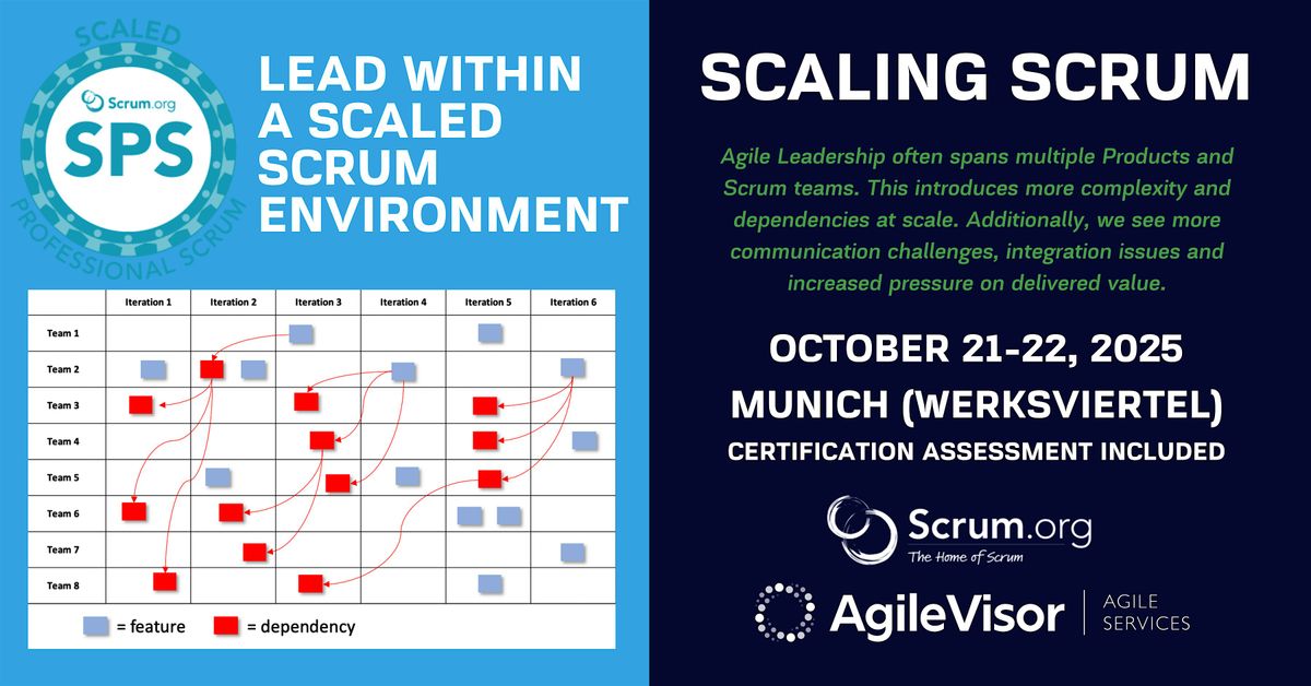 Scaled Professional Scrum (SPS) | Learn how to scale your Scrum Teams, 21 October | Event in München | AllEvents