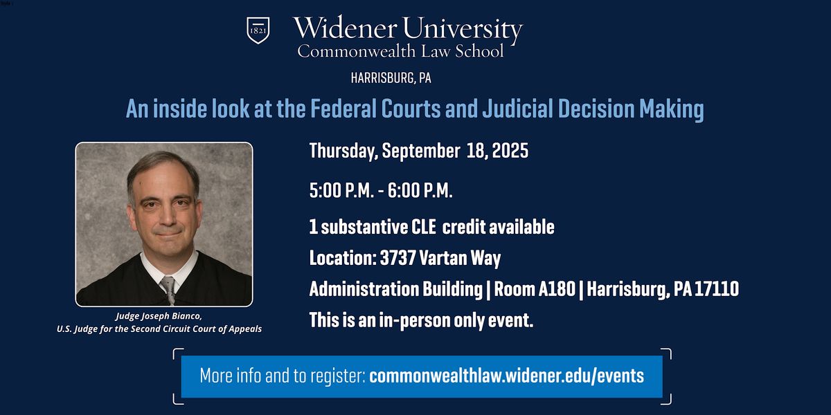 An Inside Look at the Federal Courts and Judicial Decision Making, 18 September | Event in Harrisburg | AllEvents