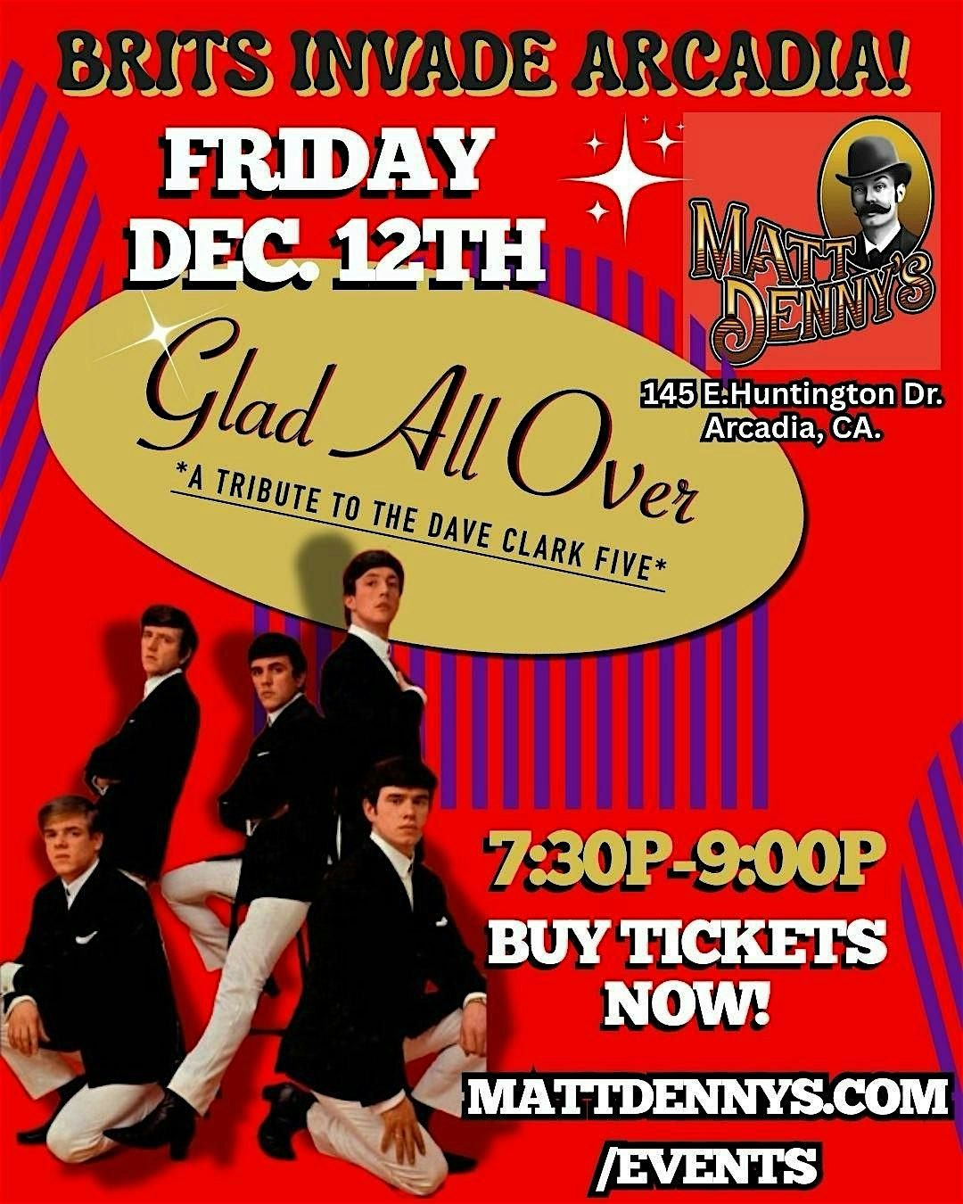 Glad All Over, tribute to The Dave Clark Five - Toppermost Talent Presents, 12 December | Event in Arcadia