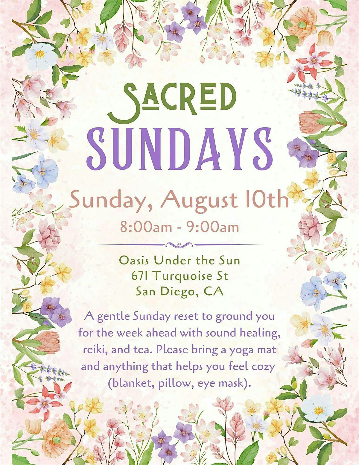 Sacred Sundays, 10 August | Event in San Diego | AllEvents