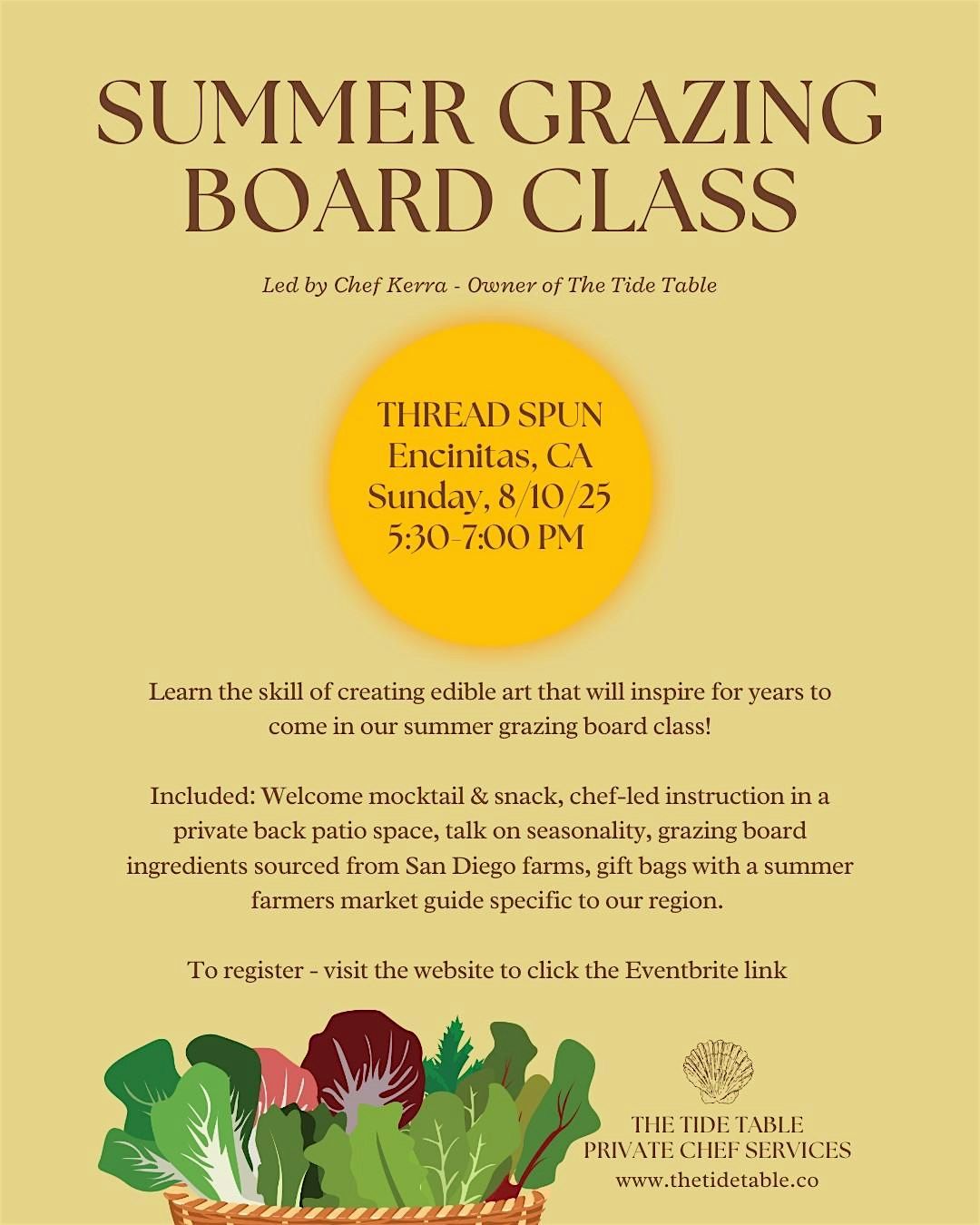 Summer Grazing Board Class - Encinitas, 10 August | Event in Encinitas | AllEvents
