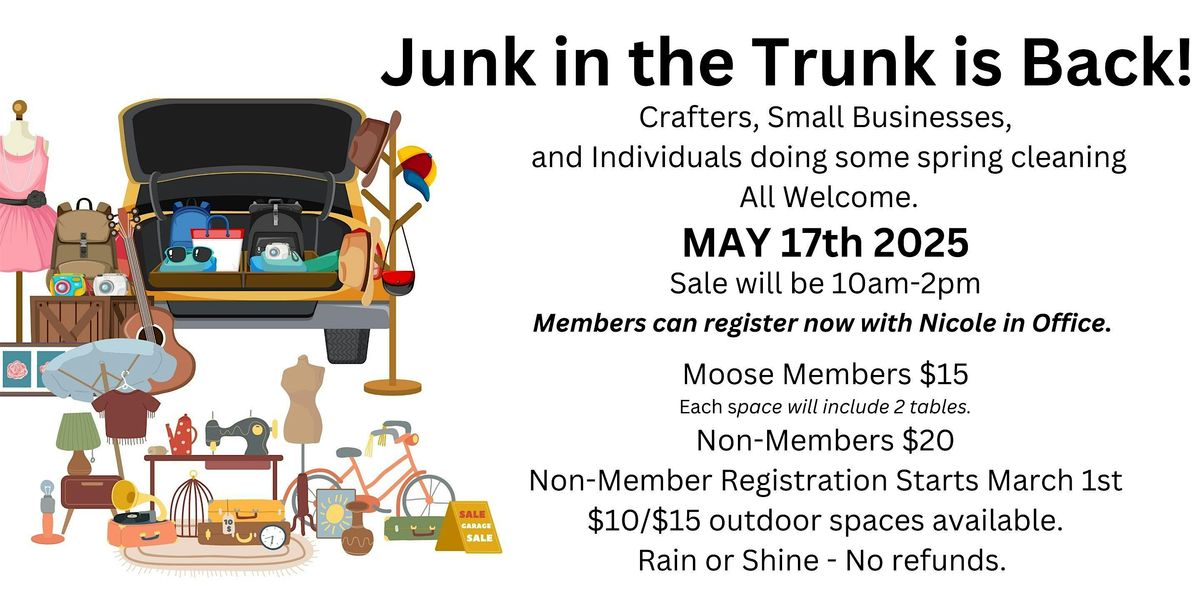 Junk in the Trunk - May 17th - Reserve Spaces, 17 May | Event in Elkhart | AllEvents