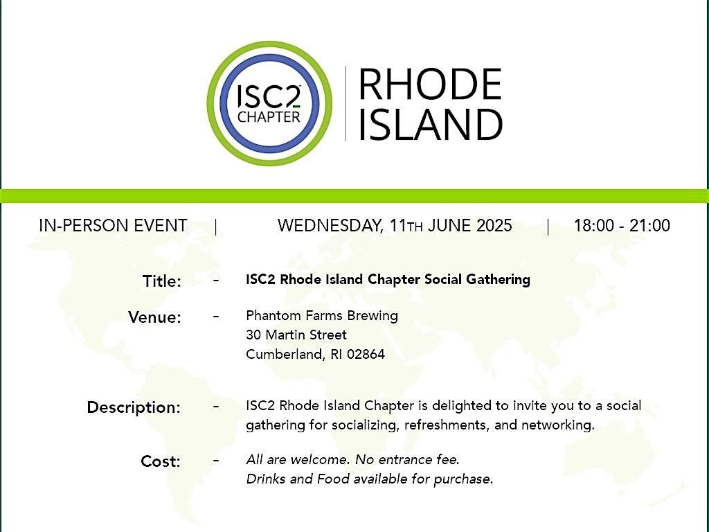 2025 ISC2 Rhode Island Chapter - Phantom Farms Brewing, 11 June | Event in Cumberland | AllEvents