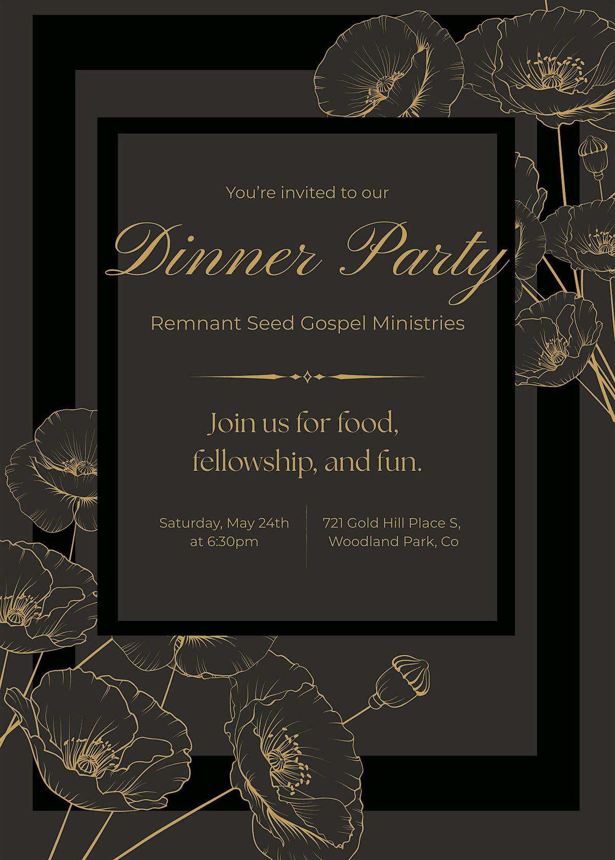 Dinner Party - Free food and fellowship!, 24 May | Event in Woodland Park | AllEvents