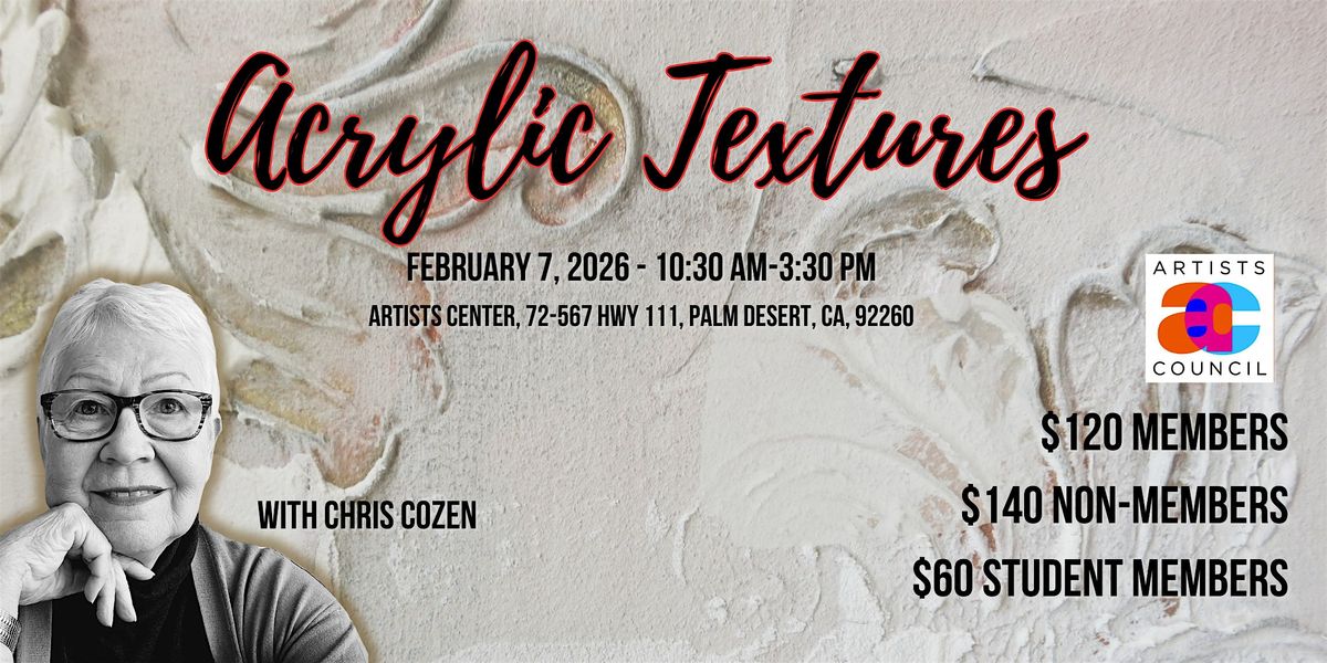 Acrylic Textures with Chris Cozen, 7 February | Event in Palm Desert | AllEvents