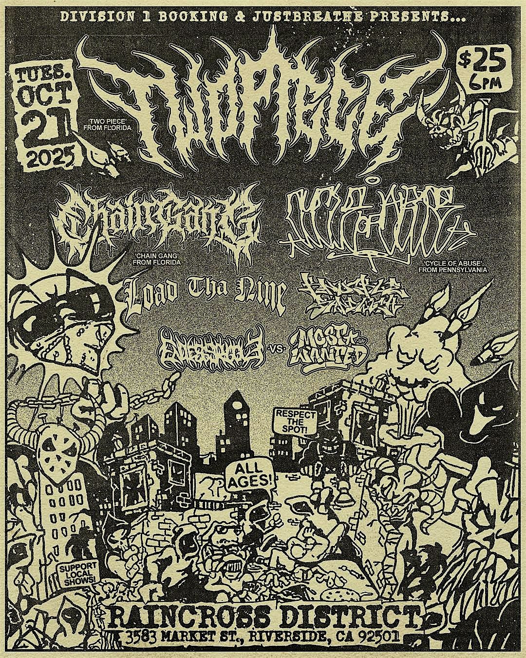 Two-Piece, Chain Gang and More, 21 October | Event in Riverside | AllEvents