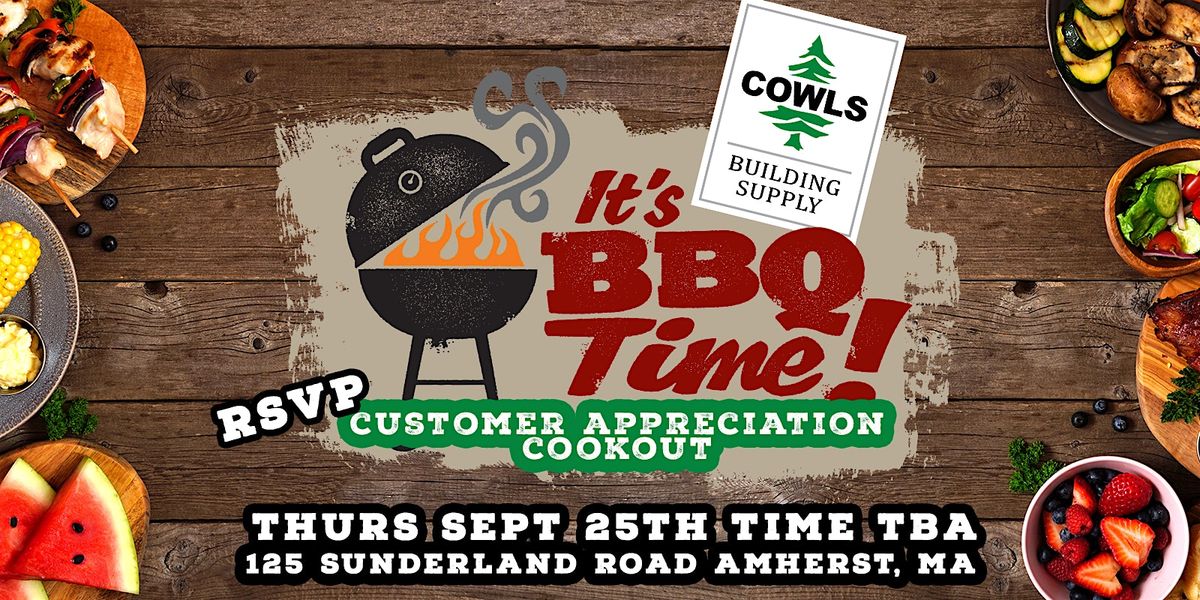 Customer Appreciation Cookout at Cowls Building Supply, 25 September | Event in Amherst | AllEvents