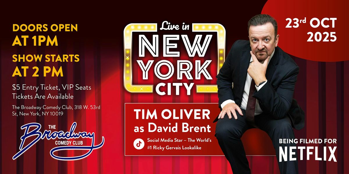 Tim Oliver as Ricky Gervais LIVE in NYC, 23 October | Event in New York | AllEvents