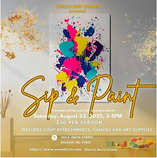 Davie Street Presbyterian Church 's Circle 1, Sip & Paint, 23 August | Event in Raleigh | AllEvents