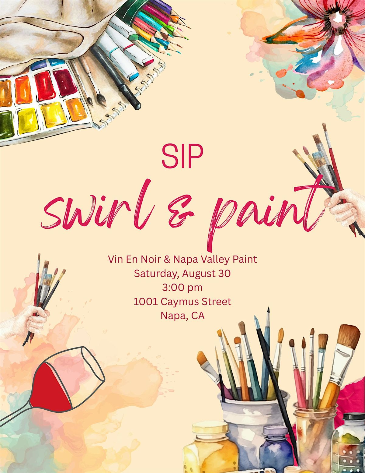 Sip, Swirl and Paint, 29 August | Event in Napa | AllEvents