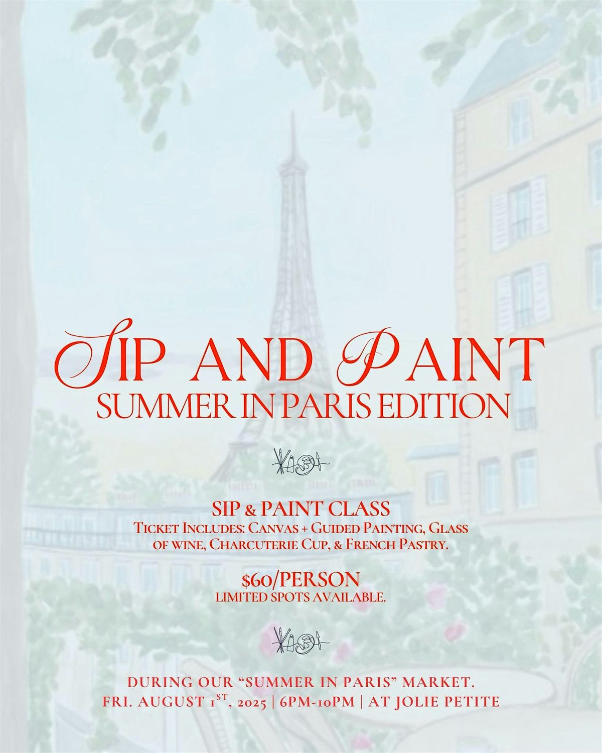 "Summer in Paris" Sip & Paint Workshop, 1 August | Event in Brownsville | AllEvents
