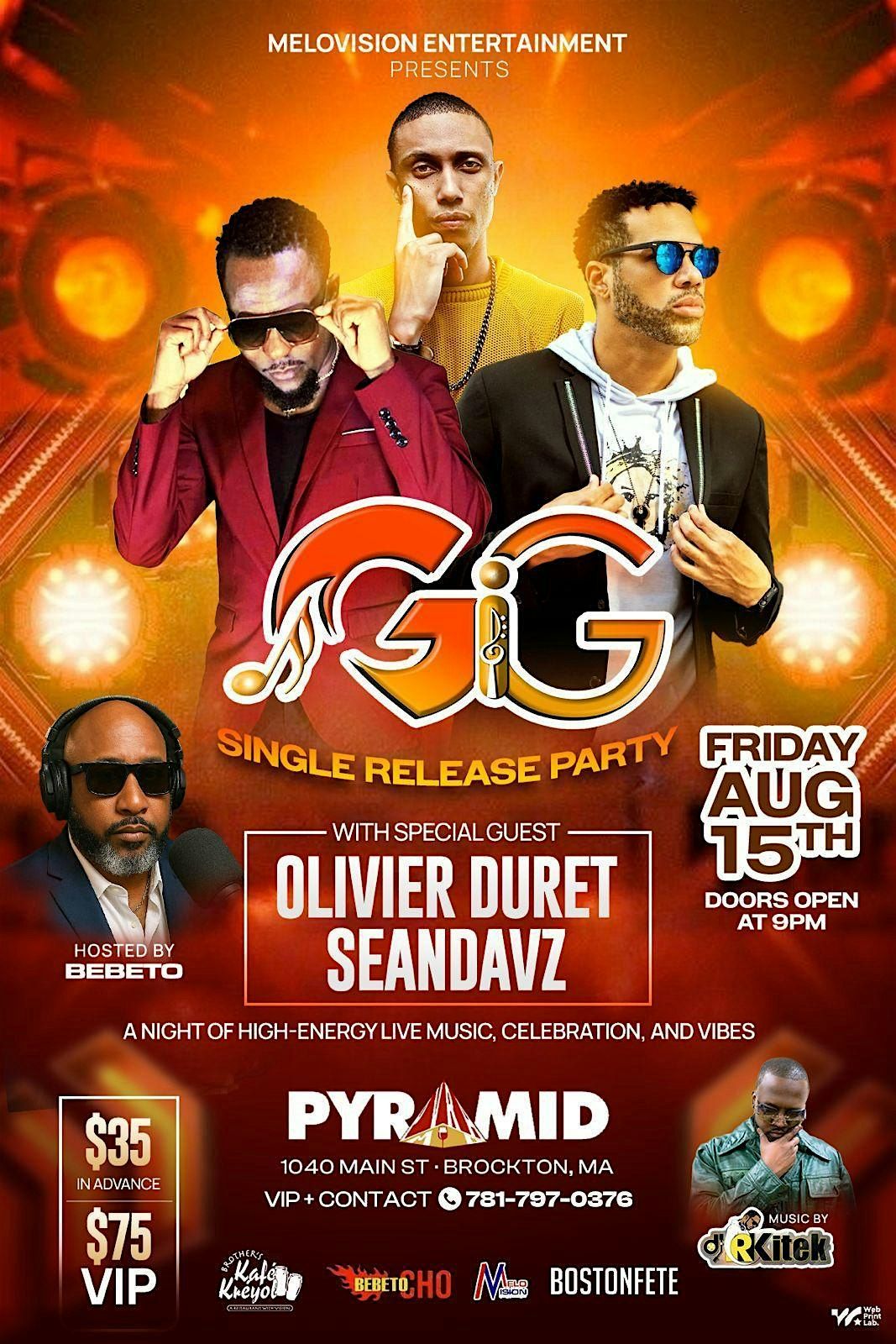 Gig / Olivier Duret / Sean Davz Singles Release Party, 15 August | Event in Brockton | AllEvents