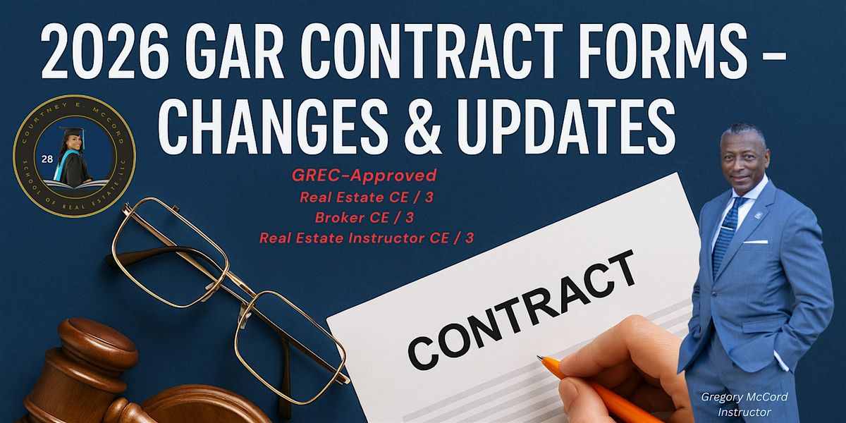 2026 GAR Contract Forms – Changes & Updates - In-Person & Virtual ZOOM, 21 January | Event in Atlanta