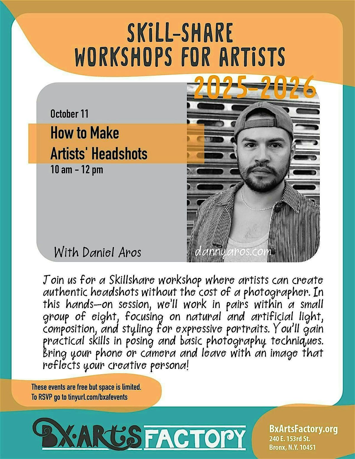 How to Make  Artists' Headshots with Danny Aros, 11 October | Event in Bronx | AllEvents