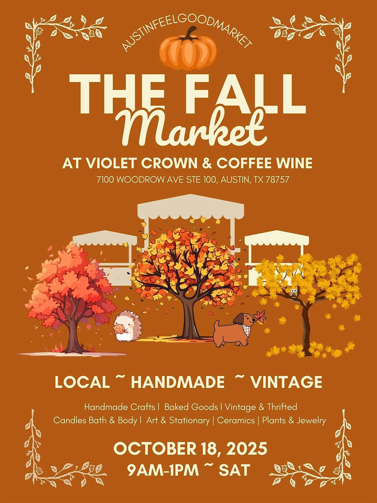 October 18th Fall Market At Violet Crown Coffee & Wine, 18 October | Event in Austin | AllEvents