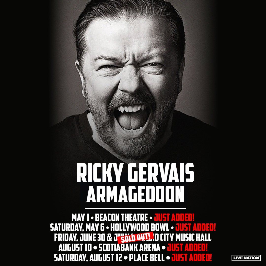 Ricky Gervais Laval Tickets, 16 August | Event in Laval | AllEvents