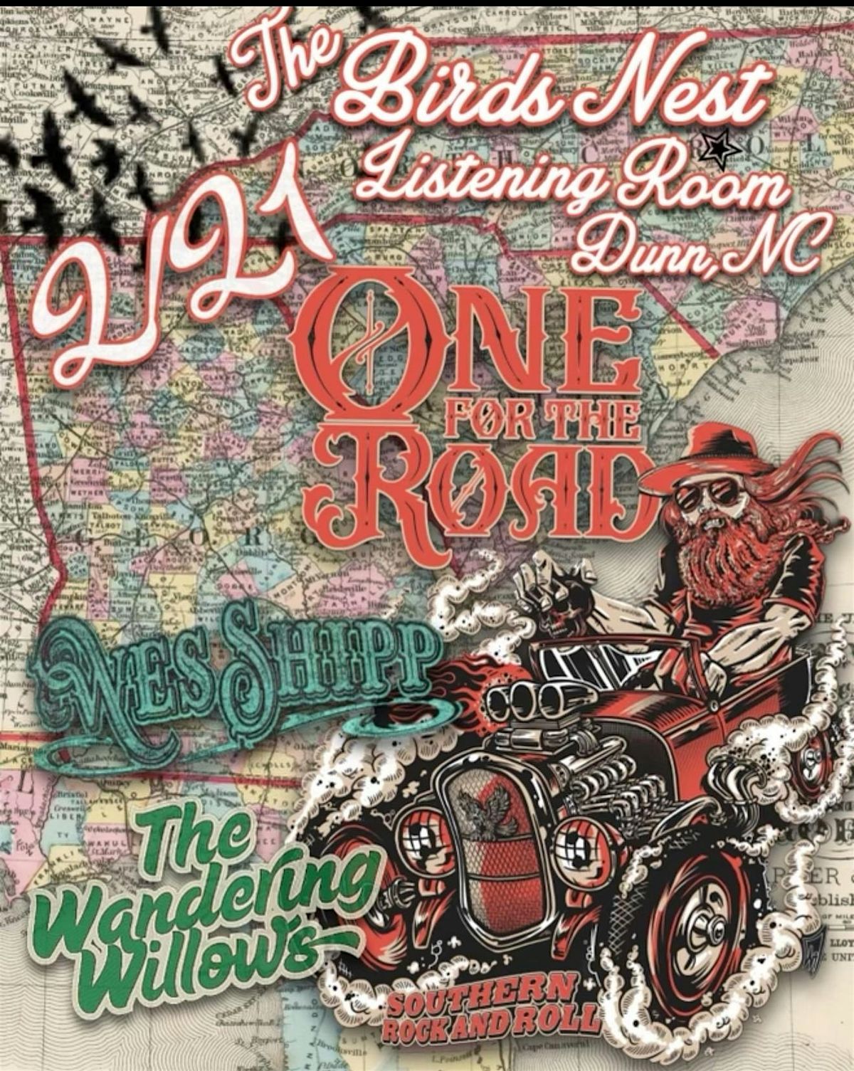 One For The Road / Wes Shipp / The Wandering Willows at Bird's Nest, 21 February | Event in Dunn | AllEvents