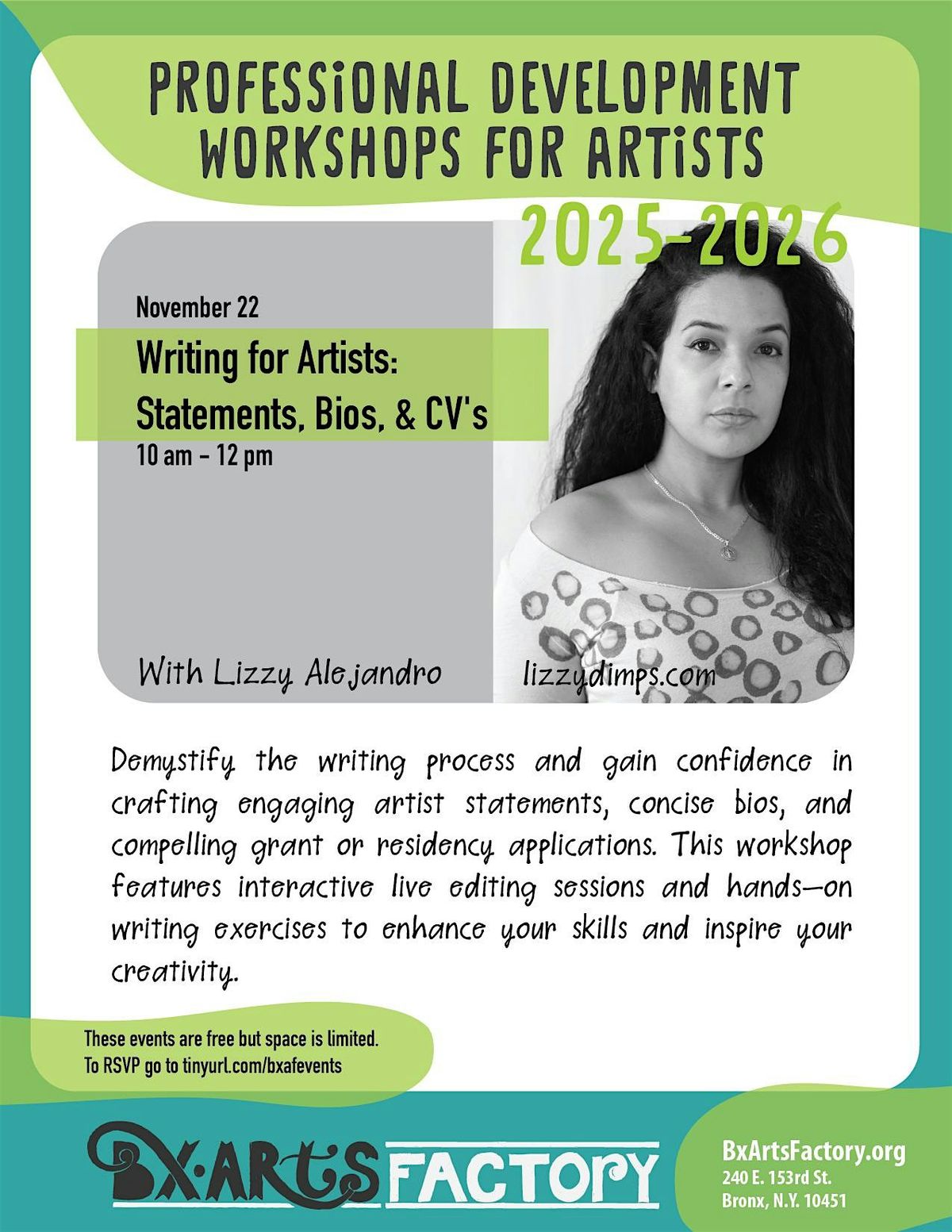 Writing for Artists:  Statements, Bios, & CV's with  Lizzy Alejandro, 22 November | Event in Bronx | AllEvents