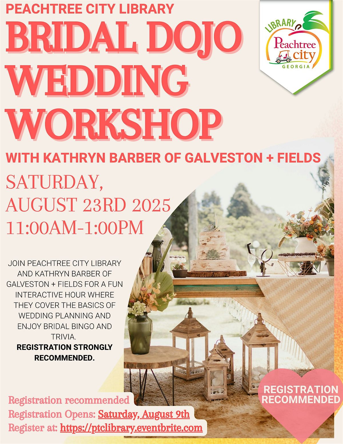 Bridal Dojo Wedding Workshop, 23 August | Event in Peachtree City | AllEvents