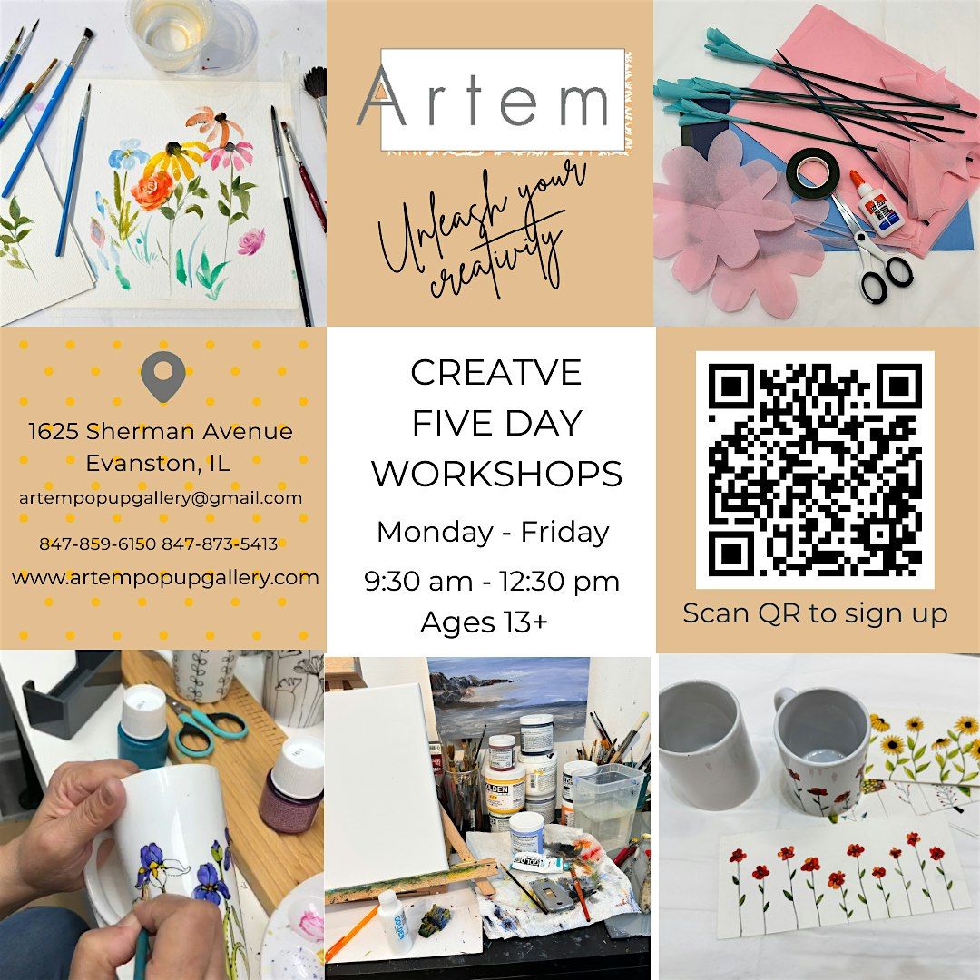 FIVE DAY ART WORKSHOP- July28 2025 to August 01, 2025, 28 July | Event in Evanston | AllEvents