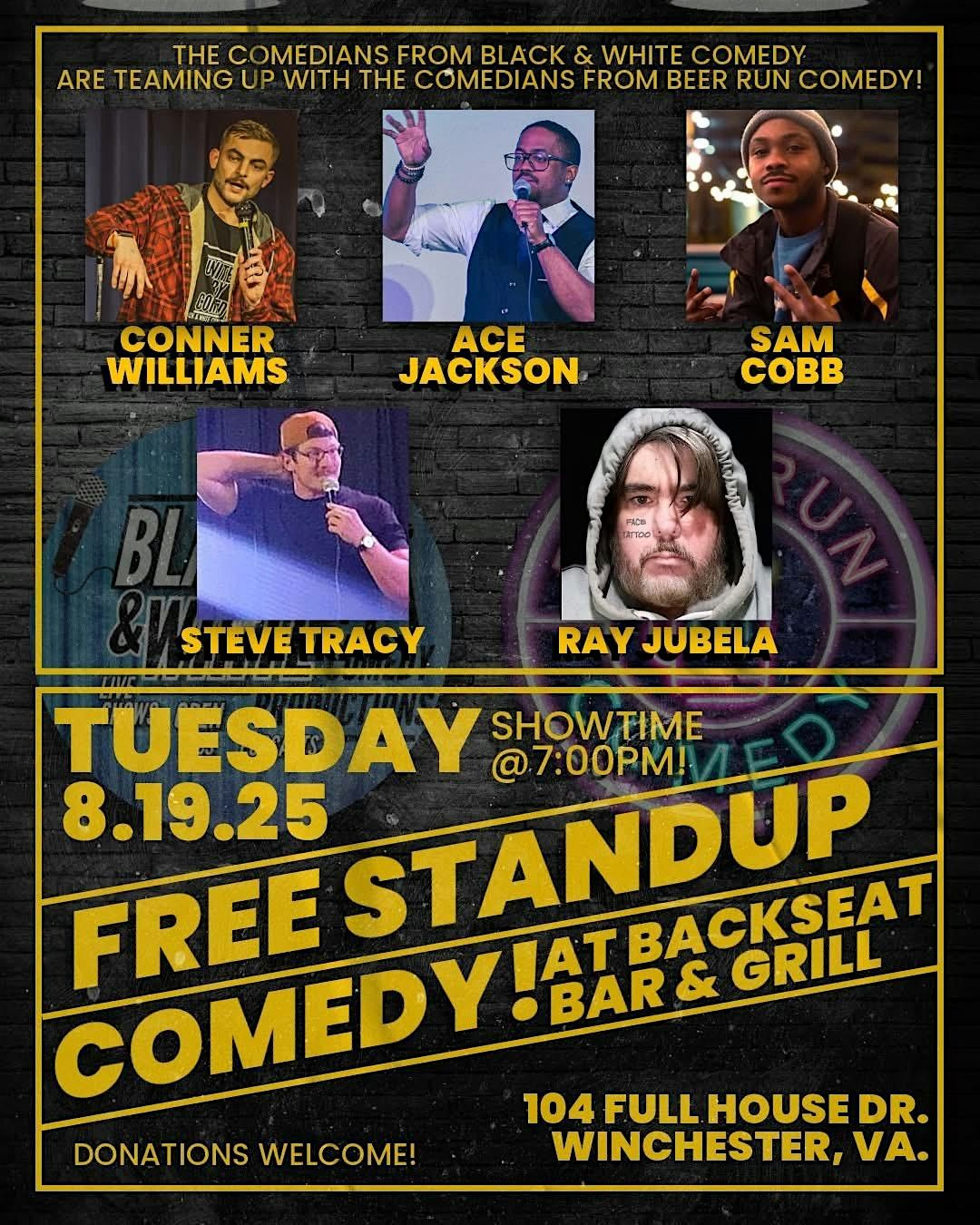 FREE Standup Comedy! At Backseat Bar & Grill!, 19 August | Event in Winchester | AllEvents