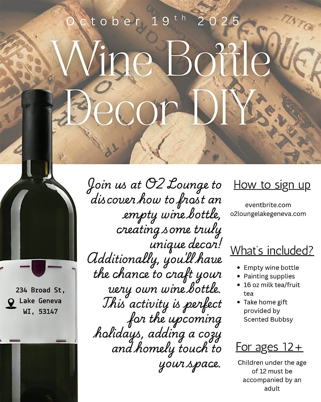 Wine Bottle Decor DIY, 19 October | Event in Lake Geneva | AllEvents