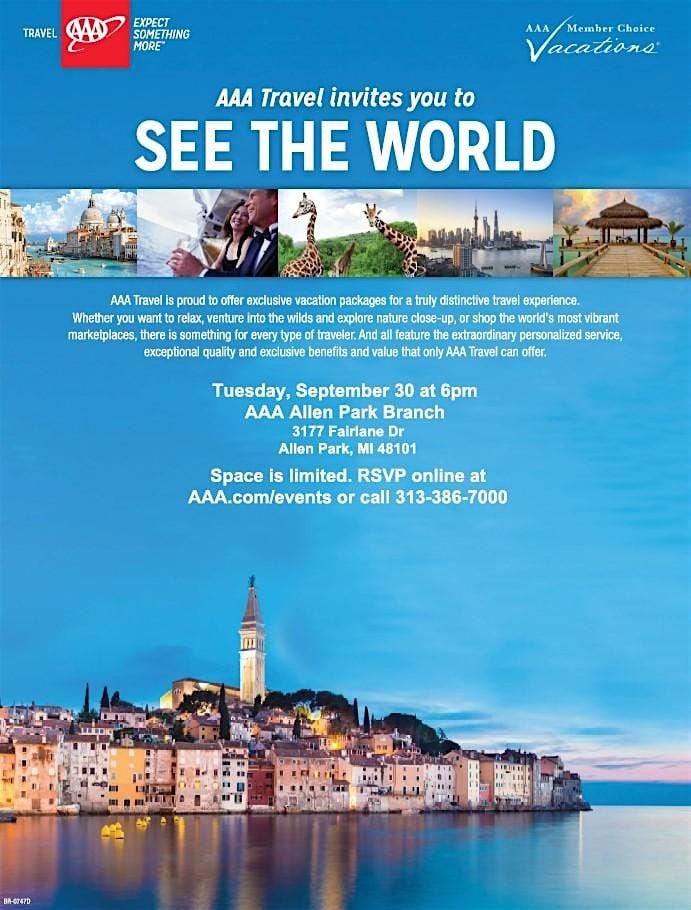 AAA and Member Choice Vacations, 30 September | Event in Allen Park | AllEvents