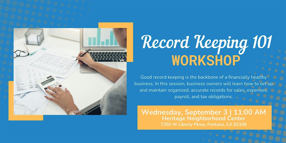 Record Keeping 101, 3 September | Event in Fontana | AllEvents