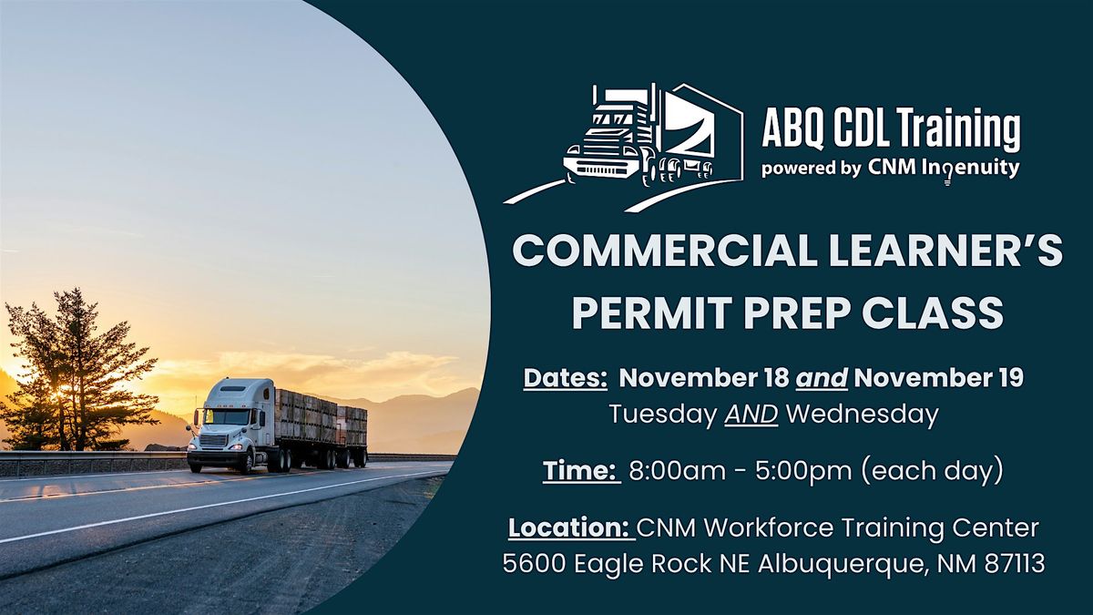Commercial Learner's Permit Prep Class, 18 November | Event in Albuquerque | AllEvents