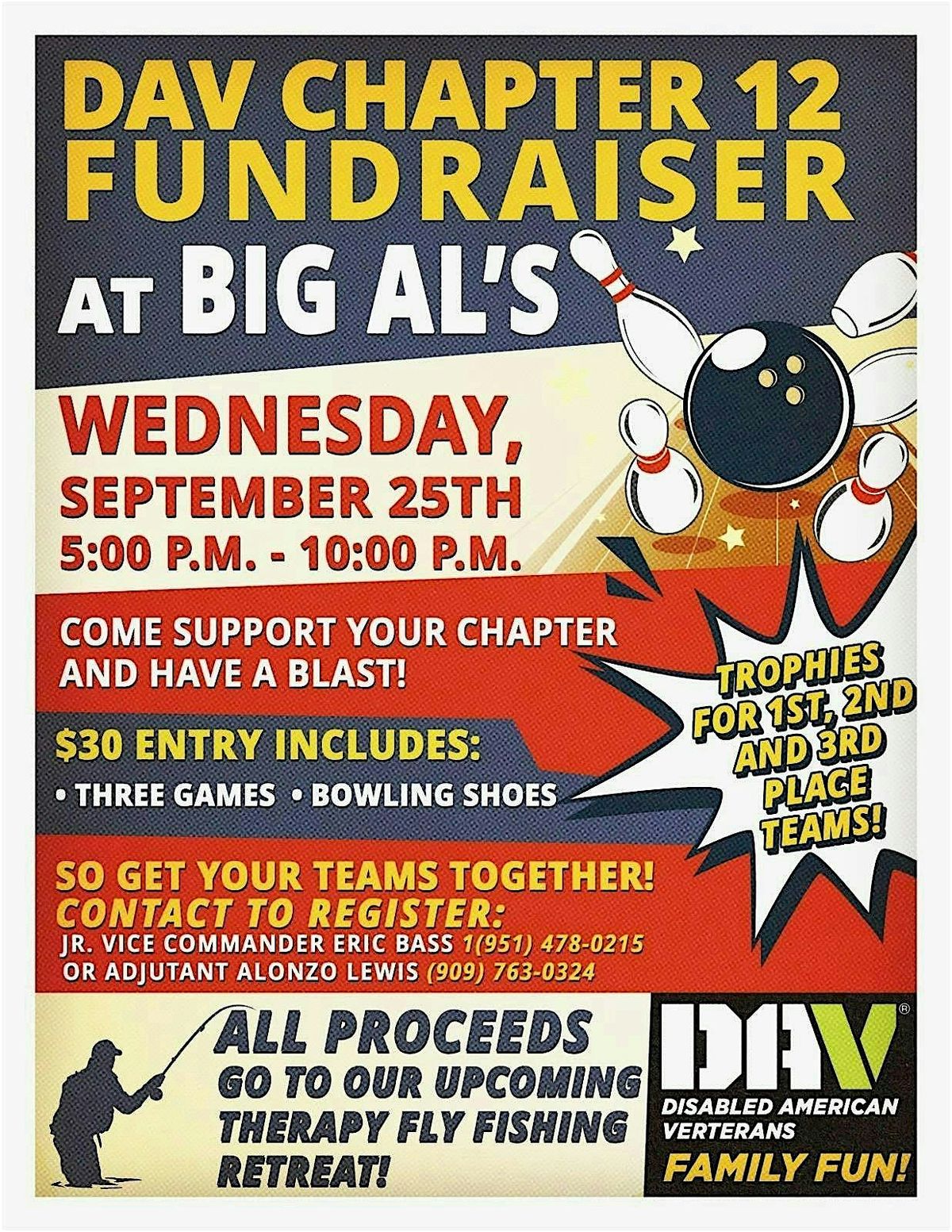 DAV Chapter 12  Bowling Fundraiser at Big AL'S, 25 September | Event in Ontario | AllEvents