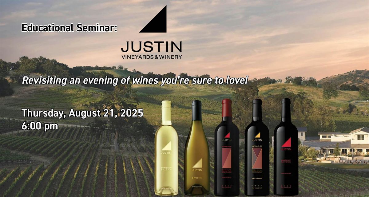 Educational Seminar:  JUSTIN Winery, 21 August | Event in Franklin | AllEvents
