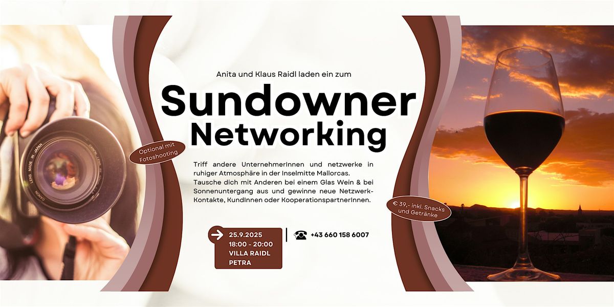 Sundowner Networking auf Mallorca September- Inselmitte, 25 September | Event in Petra | AllEvents