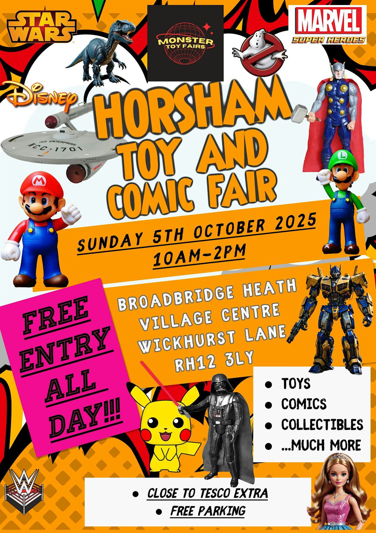 Horsham Toy and Comic Fair - Sunday 5th October 2025 (FREE ENTRY), 5 October | Event in Broadbridge Heath