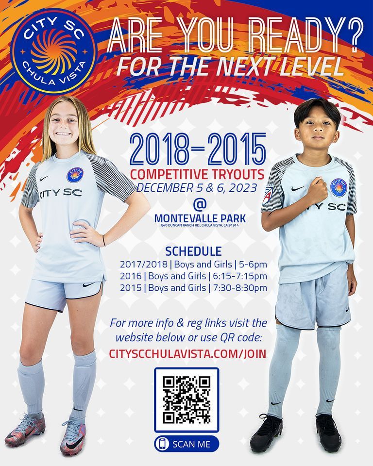 2025 2025 Season City SC Chula Vista 2015 2018 Tryouts, Montevalle