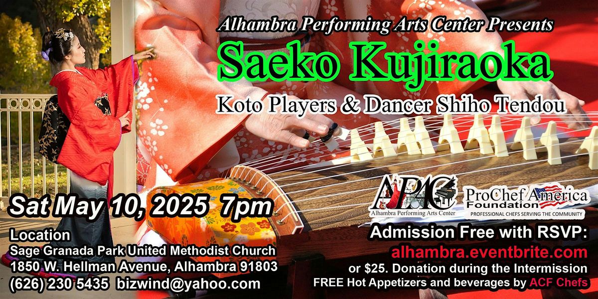 Saeko Kujiraoka Koto Players & Dancer Shiho Tendou, 10 May | Event in Alhambra | AllEvents