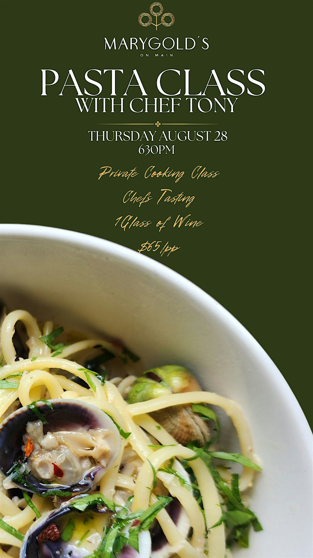 PASTA CLASS & CHEF'S TASTING WITH TONY, 28 August | Event in Newtown | AllEvents