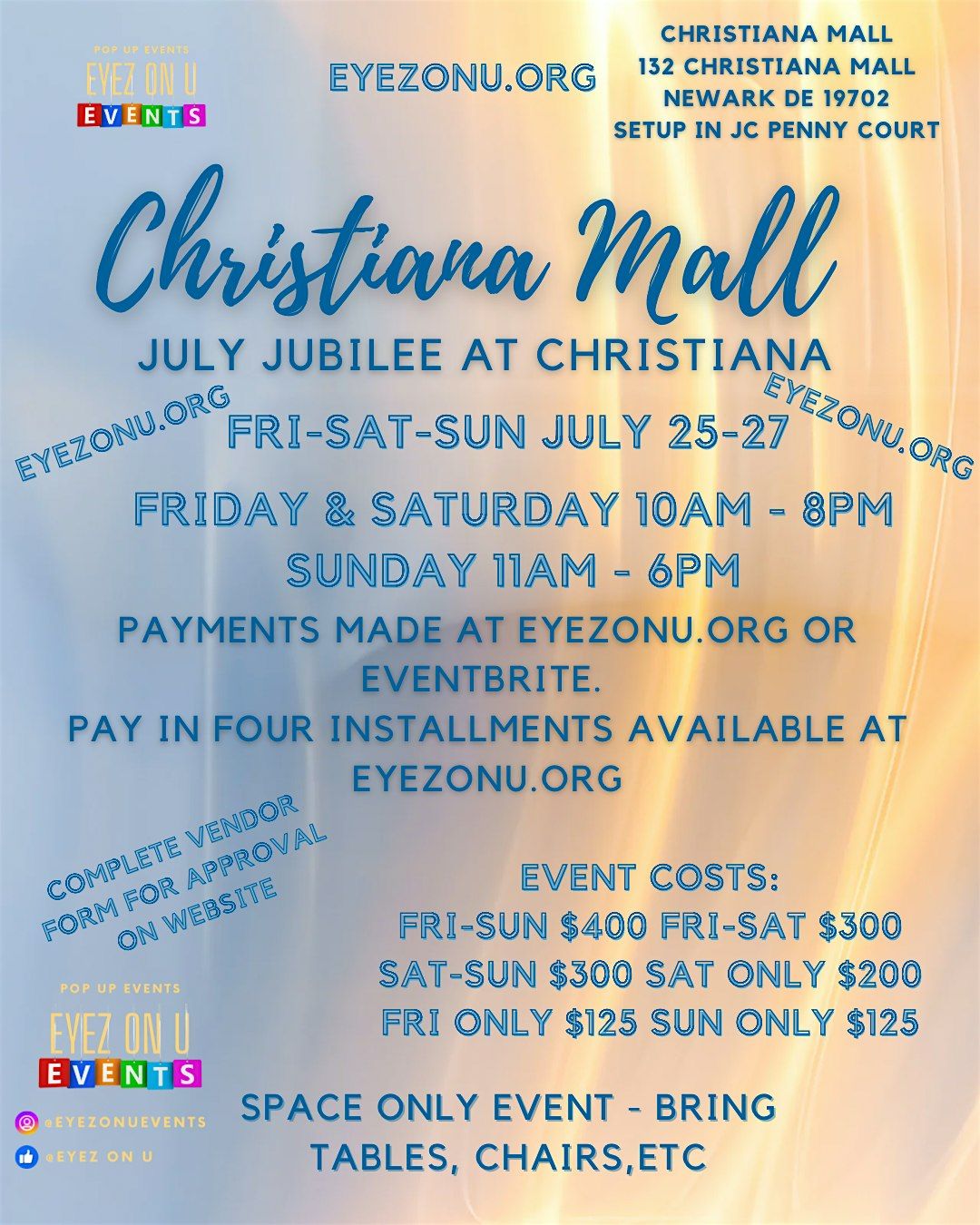 July Jubilee at Christiana Mall – Vendor Opportunity! July 25th-27th, 25 July | Event in Newark | AllEvents